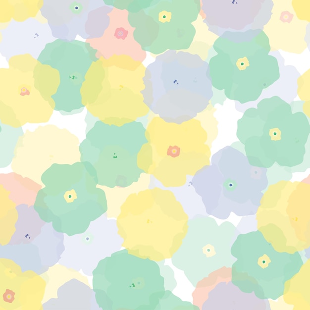 Seamless plants pattern background with pastel fresh blooms greeting card or fabric