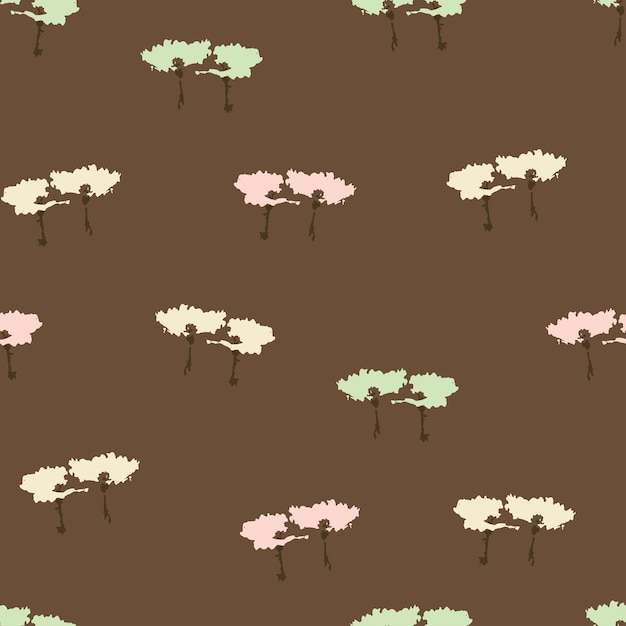 Seamless plants pattern background with simple flowers greeting card or fabric