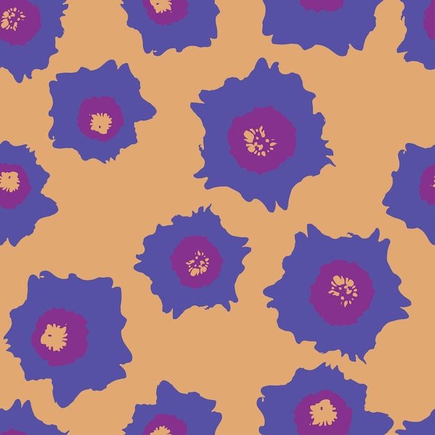 Seamless plants pattern background with violet flowers greeting card or fabric