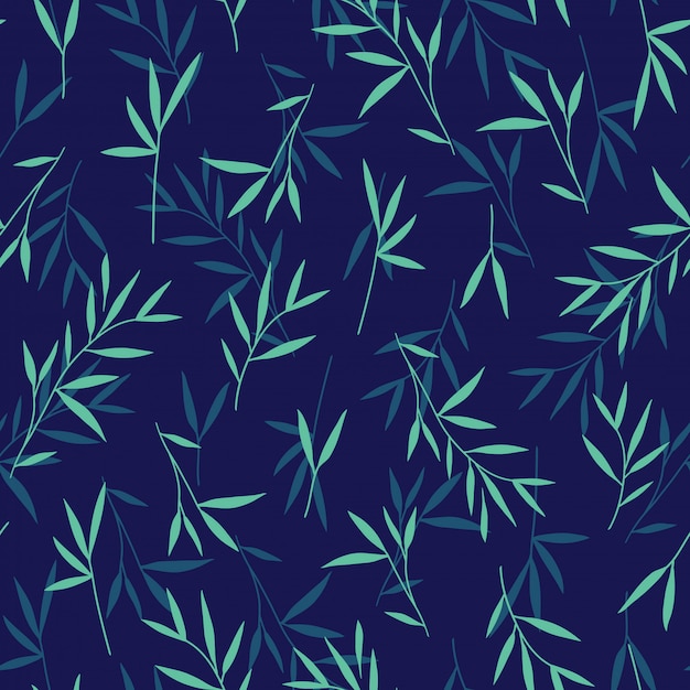 Seamless pretty green bamboo leaves pattern