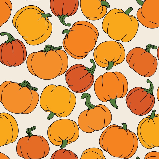 Seamless pumpkin patter Harvest pattern Vector illustration