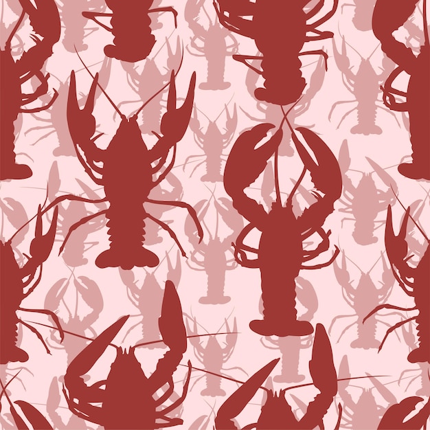 Vector the seamless red background with lobsters