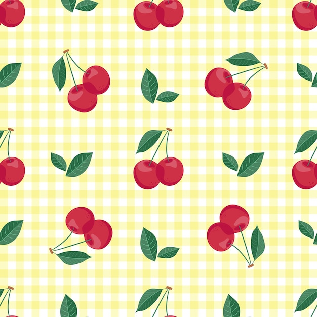 Seamless red cherry pattern design flat cherry pattern