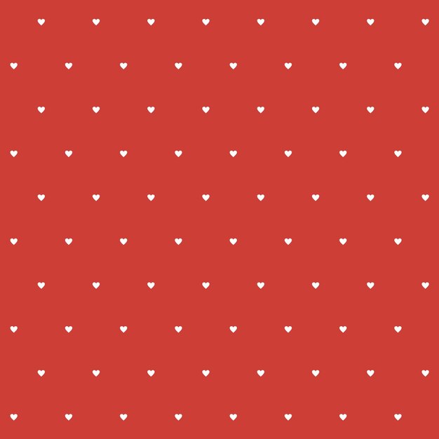 Vector seamless red pattern with small white hearts