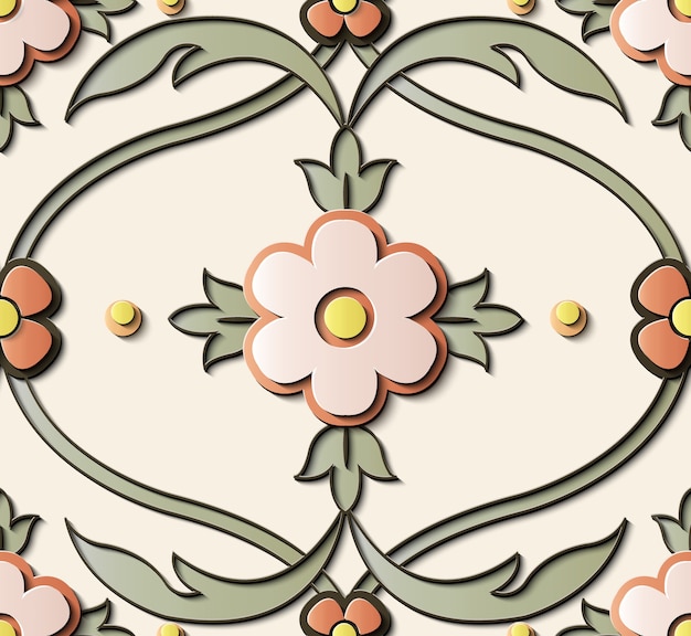 Seamless relief sculpture decoration retro pattern