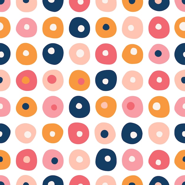 Seamless repeat pattern of color circles dots Vector