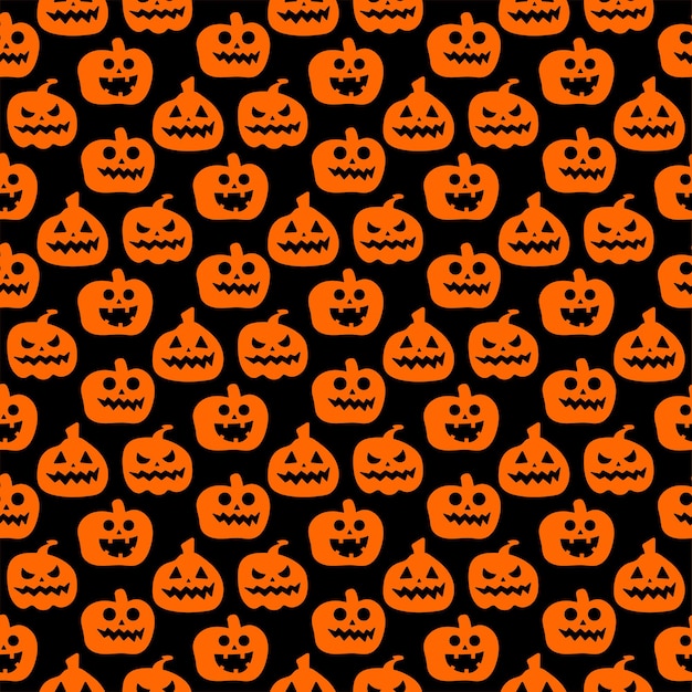 Seamless repeating pattern with Halloween symbols. Design of silhouettes for the holiday Halloween. for postcard, fabric, banner, template, wrapping paper. Vector flat illustration.