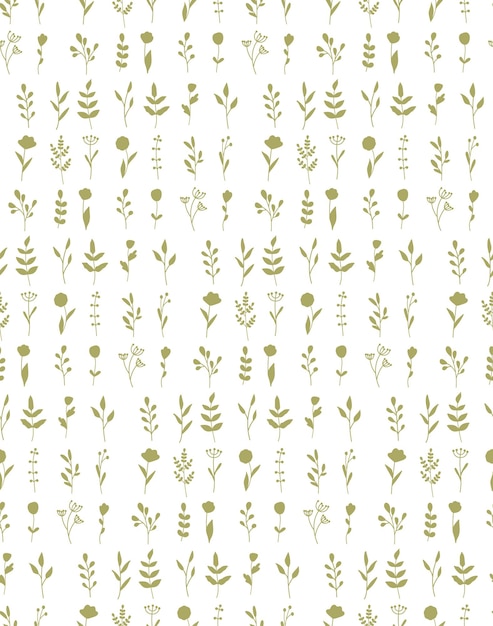 Seamless repeating pattern with plants and blooming flowers. Organic cosmetics with herbal botany silhouette. Concept for natural eco products. for postcards, banners, templates and wrapping paper.