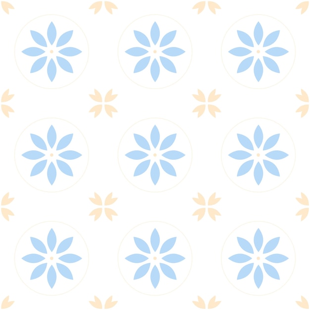 Seamless retro pattern of blue and yellow flower