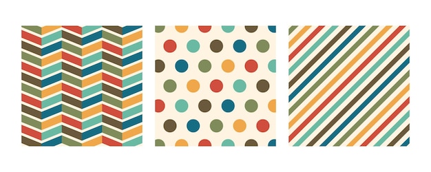 Seamless retro pattern collection colorful geometric background