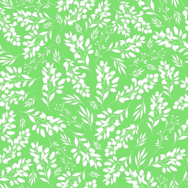 seamless romantic pattern with cute flowers and twigs