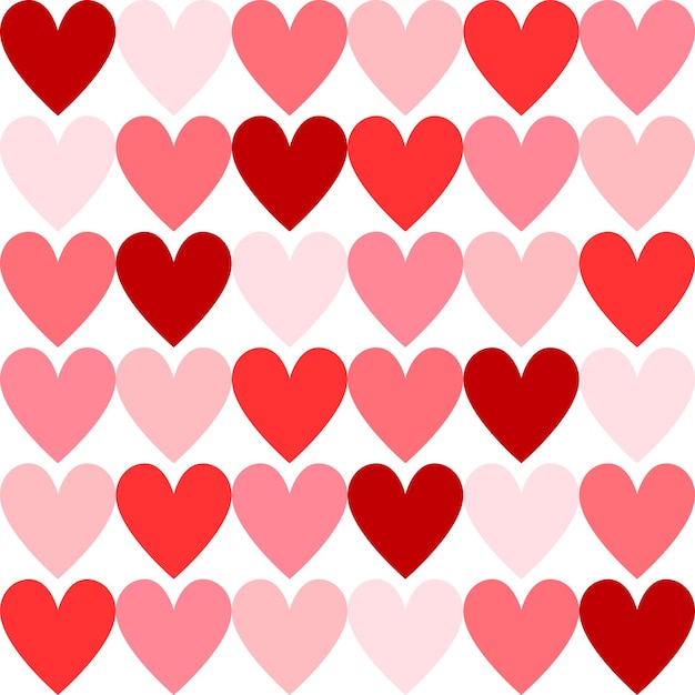 Seamless Romantic Pattern with Red Colors Heart Shape