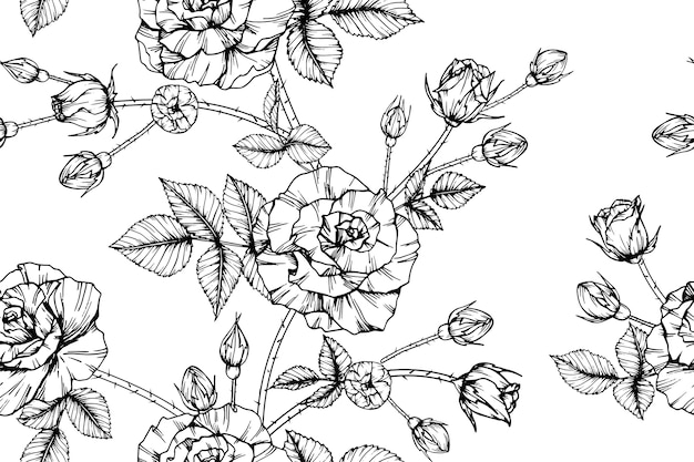 Seamless rose flower pattern background. 