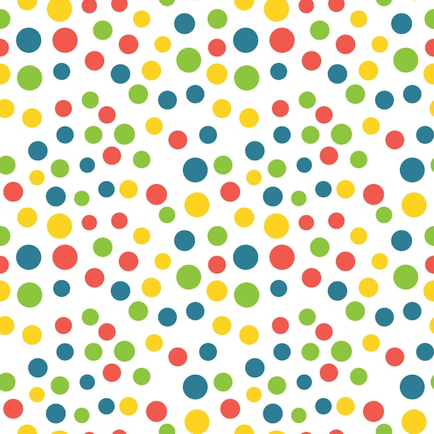 Seamless simple pattern colorful polka dots on a white background