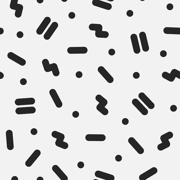 Seamless simple pattern in retro style fashion 80s 90s Abstract geometric background Black and white