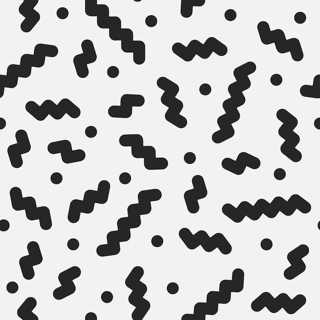 Seamless simple pattern in retro style fashion 80s 90s Abstract geometric background Black and white