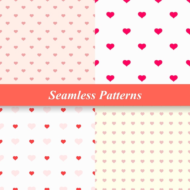 Seamless simple patterns with hearts