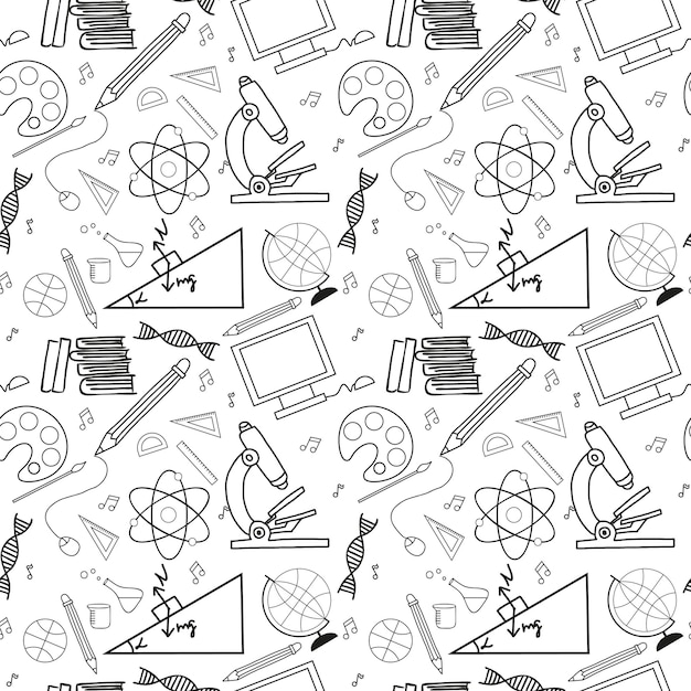 Seamless sketch of education doddle elements