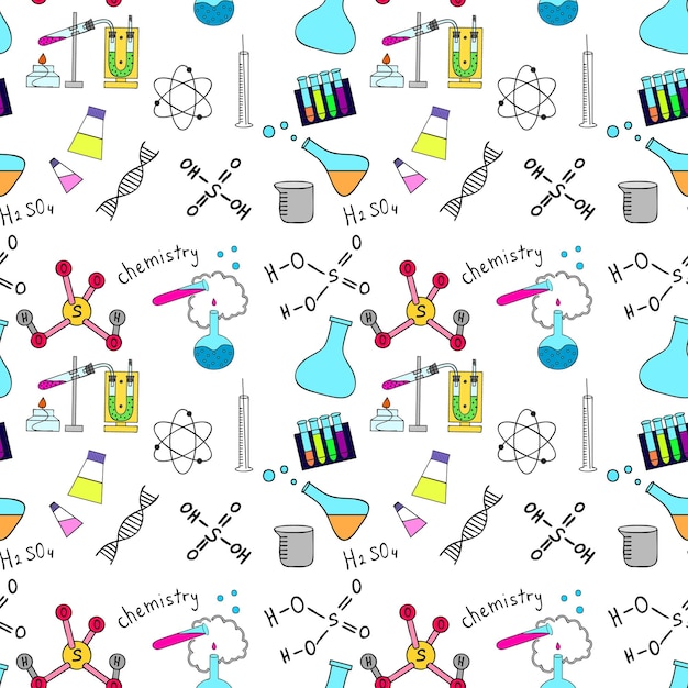 Seamless sketch of science doddle elements