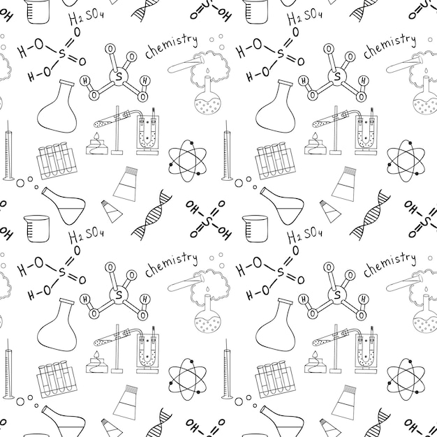 Seamless sketch of science doddle elements