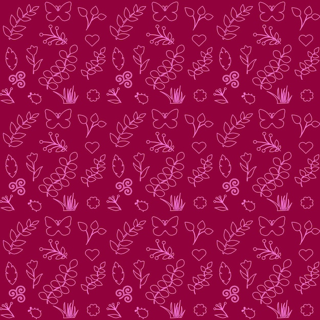 Seamless spring delicate pink pattern on red background vector