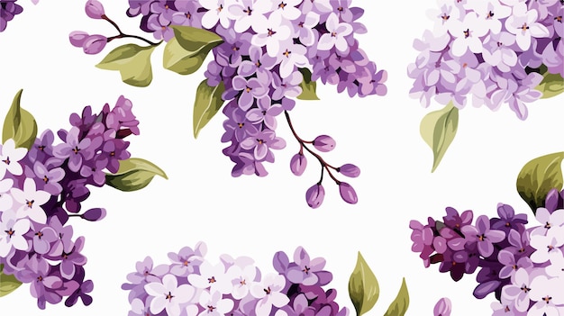 Seamless Spring Lilac Flower Branch Pattern