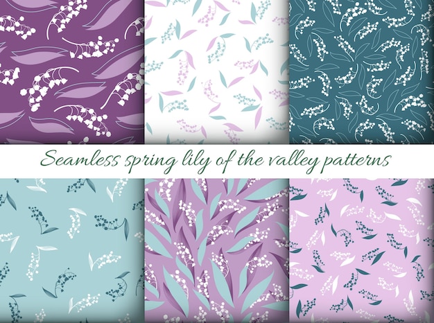 Seamless spring lily of the valley patterns