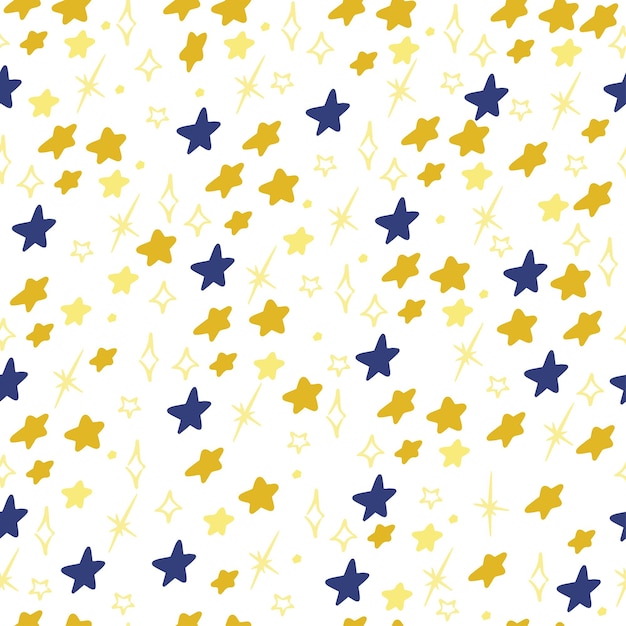 Seamless star pattern abstract elements background drawing yellow stars wrapping paper