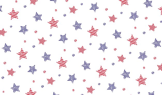 Vector seamless stars pattern with grunge texture or usa red and blue stars vector