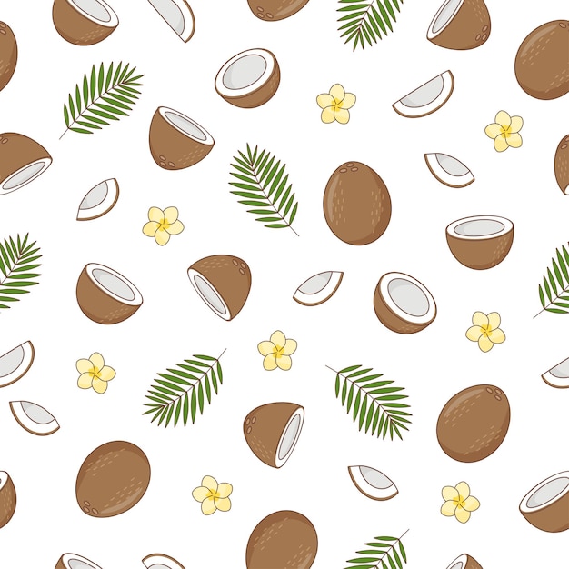 Seamless summer food pattern of coconut