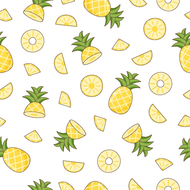 Seamless summer food pattern of pineapple