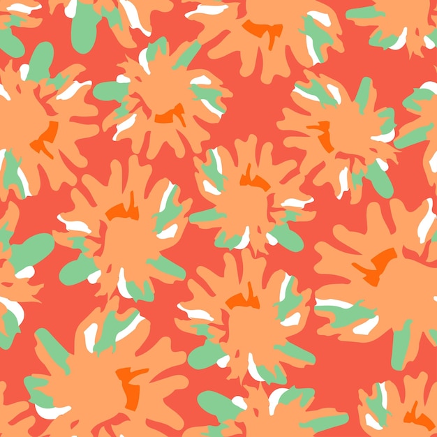 Seamless summer pattern background with abstract flowers greeting card or fabric