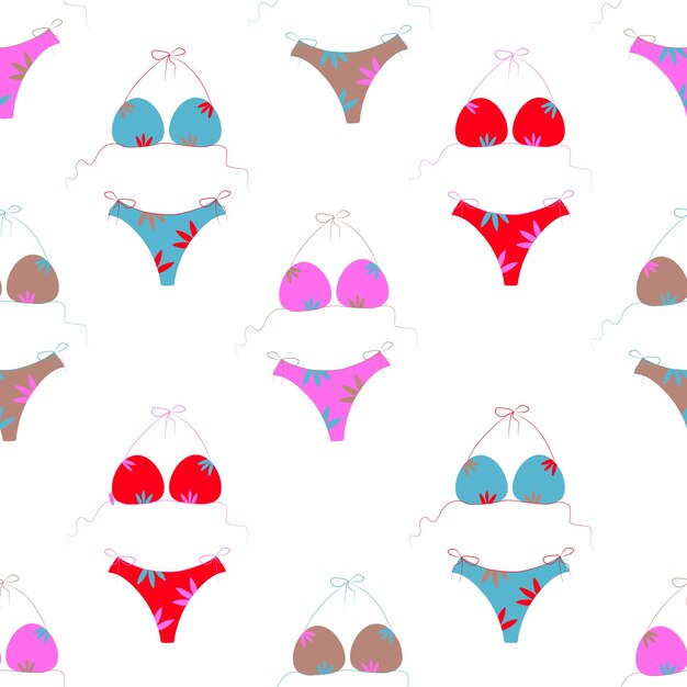 Seamless summer pattern with swimwear