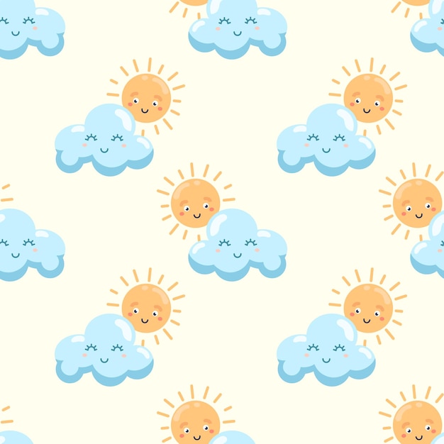 Seamless sunrise cartoon pattern