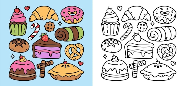 Seamless sweet pastries, sweet design, vector illustration