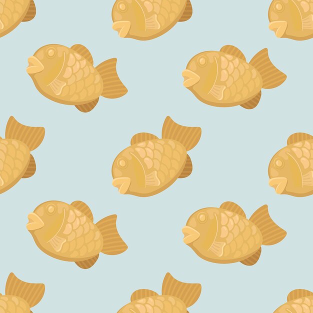 Vector seamless taiyaki desert cartoon pattern