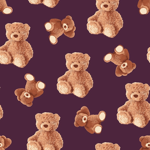 Vector seamless teddy bears pattern 148