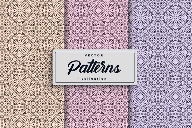 Seamless textile pattern set collection