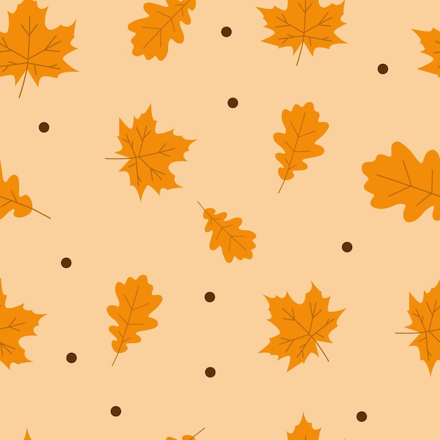 Seamless textile pattern with maple leaves and oak leaves