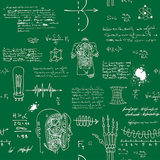 seamless texture background in the style of sketches from the diary of a scientist inventor