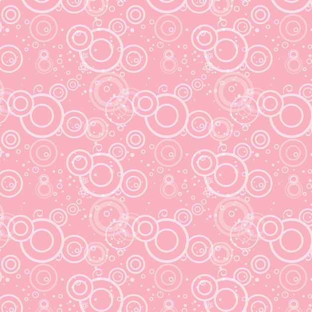 Seamless texture of pink circles and flowers.