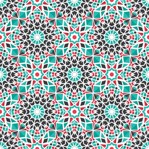 Seamless texture with arabic geometric ornament Vector asian mosaic pattern