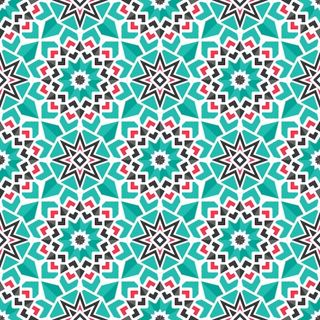 Seamless texture with arabic geometric ornament Vector asian mosaic pattern