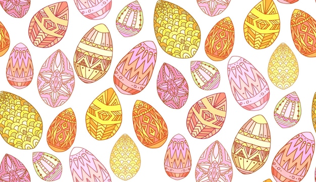 Seamless texture with doodle easter eggs Vector background for