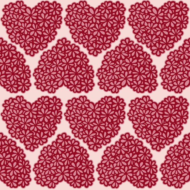 Vector seamless texture with floral hearts