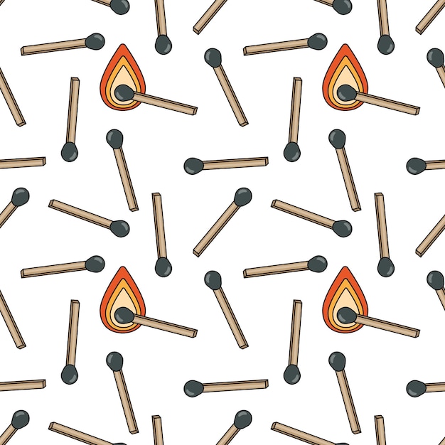 Seamless texture with matches on white background