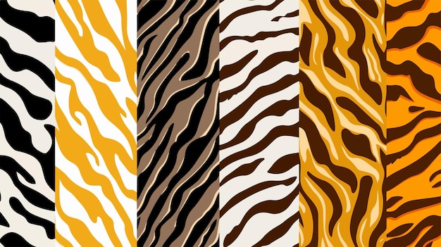 Vector seamless tiger and leopard animal print patterns background