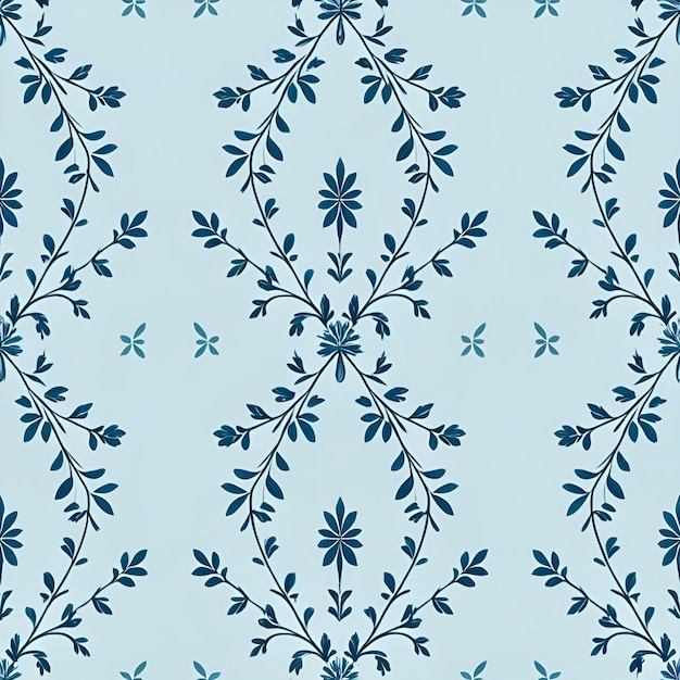 Seamless tile pattern of classical garlands on a very light blue background