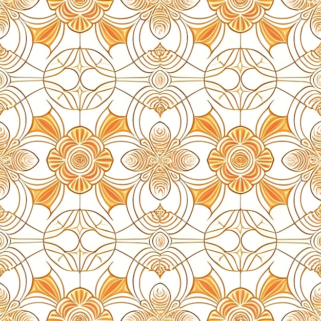 Seamless tile pattern of Curved tiles on a pastel orange background