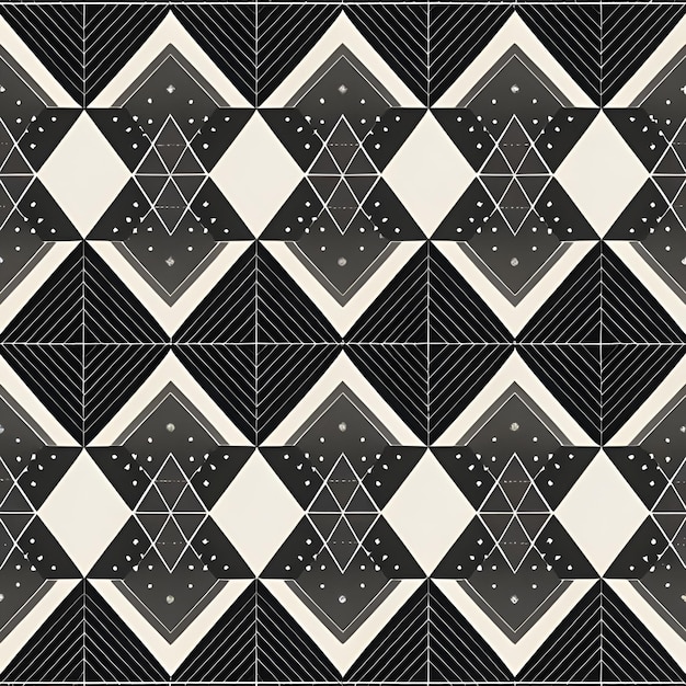 Seamless tile pattern of geometric triangles on a charcoal gray background